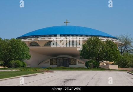 Milwaukee, WI, USA May 30 2011: Exterior view of the Annunciation Greek Orthodox Church in Milwaukee with blue dome. It was designed by architect Fran Stock Photo