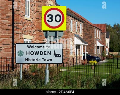 Sign - Welcome to Howden, historic town - East Yorkshire, England UK Stock Photo