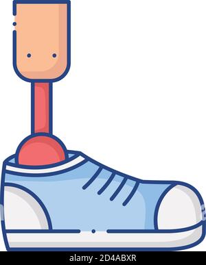 prosthesis of leg with shoe flat style icon vector illustration design Stock Vector