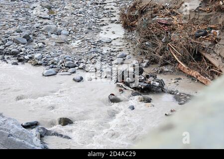 Town Of Breil Sur Roya Was Submerged By The Flooding Of The Roya