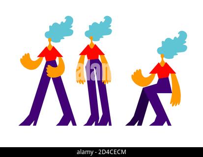 People Wearing Casual Clothes Vector Illustrations Set Royalty