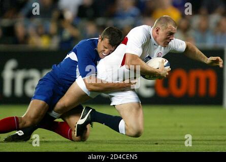 Traille Of France Tries To Hold On To Tindall Of England During Their Friendly Match At Stade Velodrome Marseille Damien Traille L Of France Tries To Hold On To Mike Tindall R