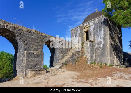 Pegoes aqueduct, Castle and Convent of the Order of Christ, Tomar, Santarem district, Portugal Stock Photo