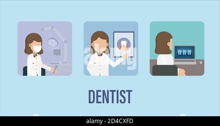Set of dentist avatars flat design vector illustration Stock Vector