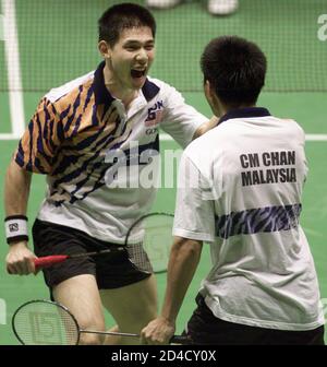 Malaysiau0027s Chew Choon Eng (L) and teammate Chan Chong Ming, the 