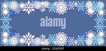 Christmas blue background with white delicate snowflakes Stock Vector