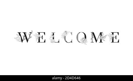 Lettering of Welcome. Inscription for wedding Stock Vector