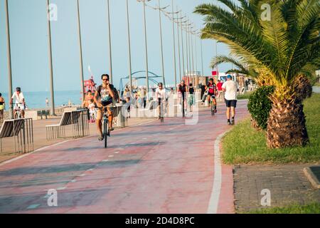 Batumi. Georgia - September 26, 2020: People on the boulevard of Batumi resort. Georgia Stock Photo