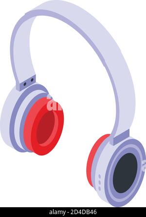 Modern white headset icon, isometric style Stock Vector