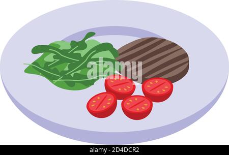Arugula steak food icon, isometric style Stock Vector