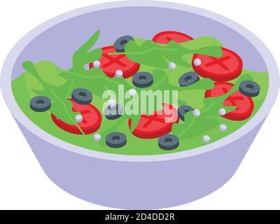 Arugula salad bowl icon, isometric style Stock Vector
