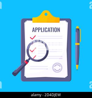 Submit application document form flat style design icon sign vector illustration. Stock Vector