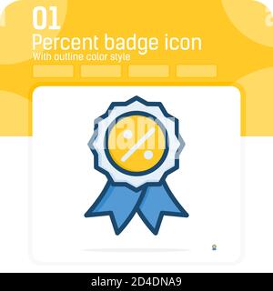 percent badge premiun icon with outline color style isolated on white background. Vector illustration symbol icon design for websites, mobile apps Stock Vector