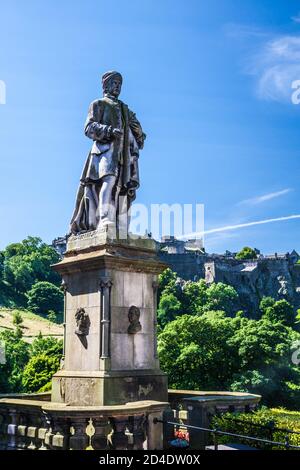 The statue of the Scottish poet and playwright, Allan Ramsay, in Edinburgh. Stock Photo