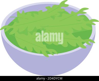 Arugula bowl icon, isometric style Stock Vector