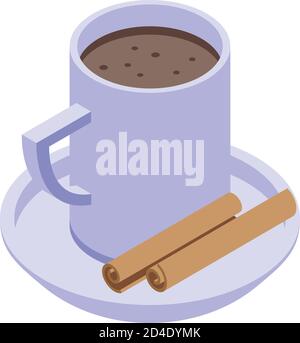 Cinnamon tea icon, isometric style Stock Vector