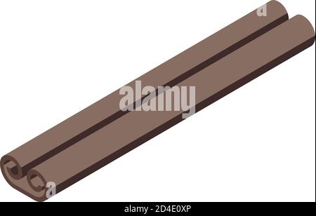 Dry cinnamon icon, isometric style Stock Vector