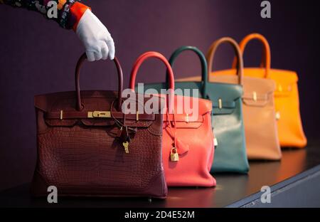 London, UK. 9th Oct, 2020. A very rare Hermès Birkin designer bag from 2015 that was produced in limited numbers, Estimate £40,000-50,000. Bonhams Designer Handbags and Fashion Sale which takes place on October 13th. Credit: Mark Thomas/Alamy Live News Stock Photo
