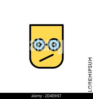 Sad and Confused Emoticon color Icon Vector Illustration. Style. Stock Vector