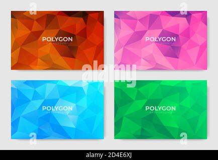 Big set of polygonal backgrounds. minimal gradient low poly covers design illustration Premium Vector Stock Vector