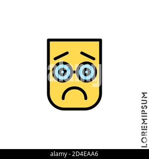 Sad Bad color Mood Feel Sorry Regret Emoticon Icon Vector Illustration. Style. Stock Vector