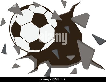Soccer ball or football and old concrete wall damage. Vector illustrations. Stock Vector