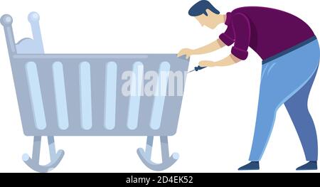 Handyperson flat color vector faceless character Stock Vector