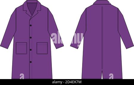 Long coat, trench coat vector template illustration / purple Stock Vector