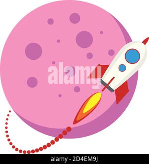 rocket start up launcher around planet icon vector illustration design Stock Vector