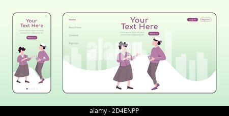 Zero waste alternatives adaptive landing page flat color vector template Stock Vector