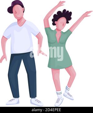 Couple dancing together flat color vector faceless character Stock Vector