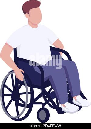 Man in wheelchair flat color vector faceless character Stock Vector