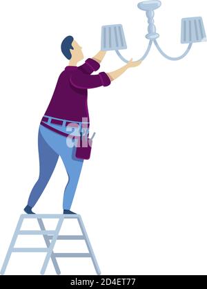 Changing light bulb flat color vector faceless character Stock Vector