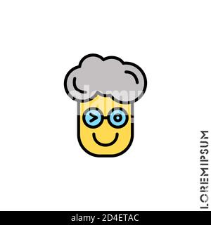 Winking boy, man yellow icon. smile emoticons isolated on white background. Vector illustration. Wink icon vector, emotion symbol. Modern flat symbol Stock Vector