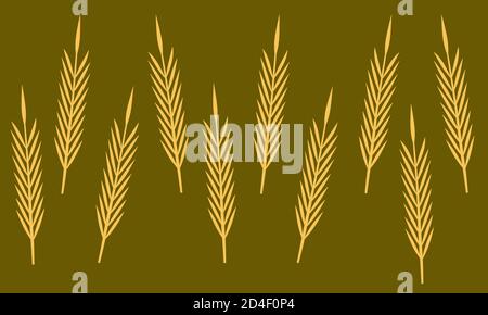 Ears of wheat. Seamless border or pattern. Vector illustration for background Stock Vector