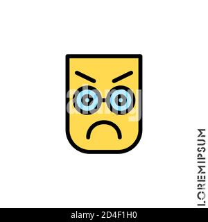 Angry color icon vector. Furious Face Emoticon Icon Vector Illustration. Style. Stock Vector