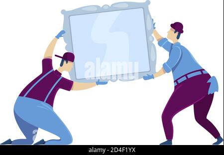 Hanging mirror flat color vector faceless characters Stock Vector