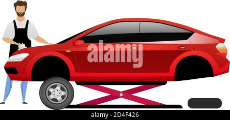 Auto mechanic flat color vector faceless character Stock Vector