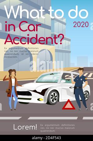 What to do in car accident poster flat vector template Stock Vector