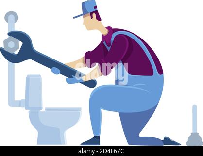 Plumber flat color vector faceless character Stock Vector