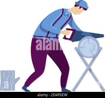 Carpenter flat color vector faceless character Stock Vector