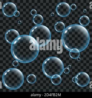 transparent soap bubbles isolated on black vector illustration EPS10 Stock Vector