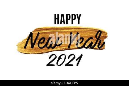 2021 Happy New Year script text hand lettering. Design template Celebration typography poster, banner or greeting card for Merry Christmas and happy Stock Vector