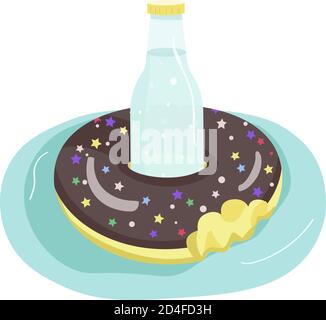 Inflatable donut cartoon vector illustration Stock Vector
