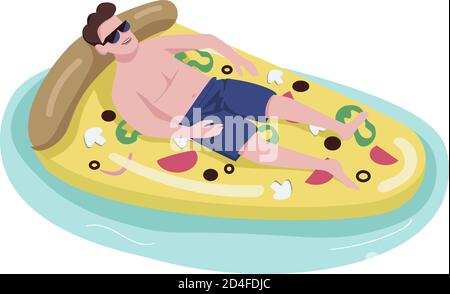 Man sunbathing flat color vector faceless character Stock Vector