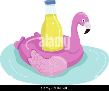 Inflatable flamingo cartoon vector illustration Stock Vector