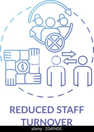 Reduced staff turnover concept icon Stock Vector
