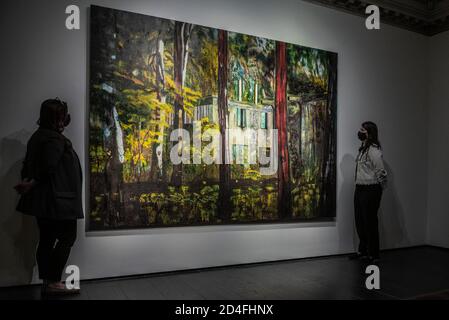 London, UK. 09th Oct, 2020. Peter Doig, Boiler House, 1993, Estimate on Request - Christie's London preview of Post-War and Contemporary Art Evening Sale London which takes place on 22 October 2020. Credit: Guy Bell/Alamy Live News Stock Photo