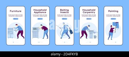 Home repair onboarding mobile app screen flat vector template Stock Vector