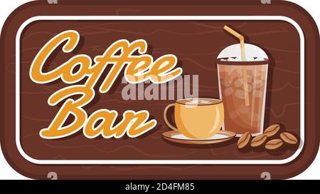 Coffee bar flat color vector label Stock Vector